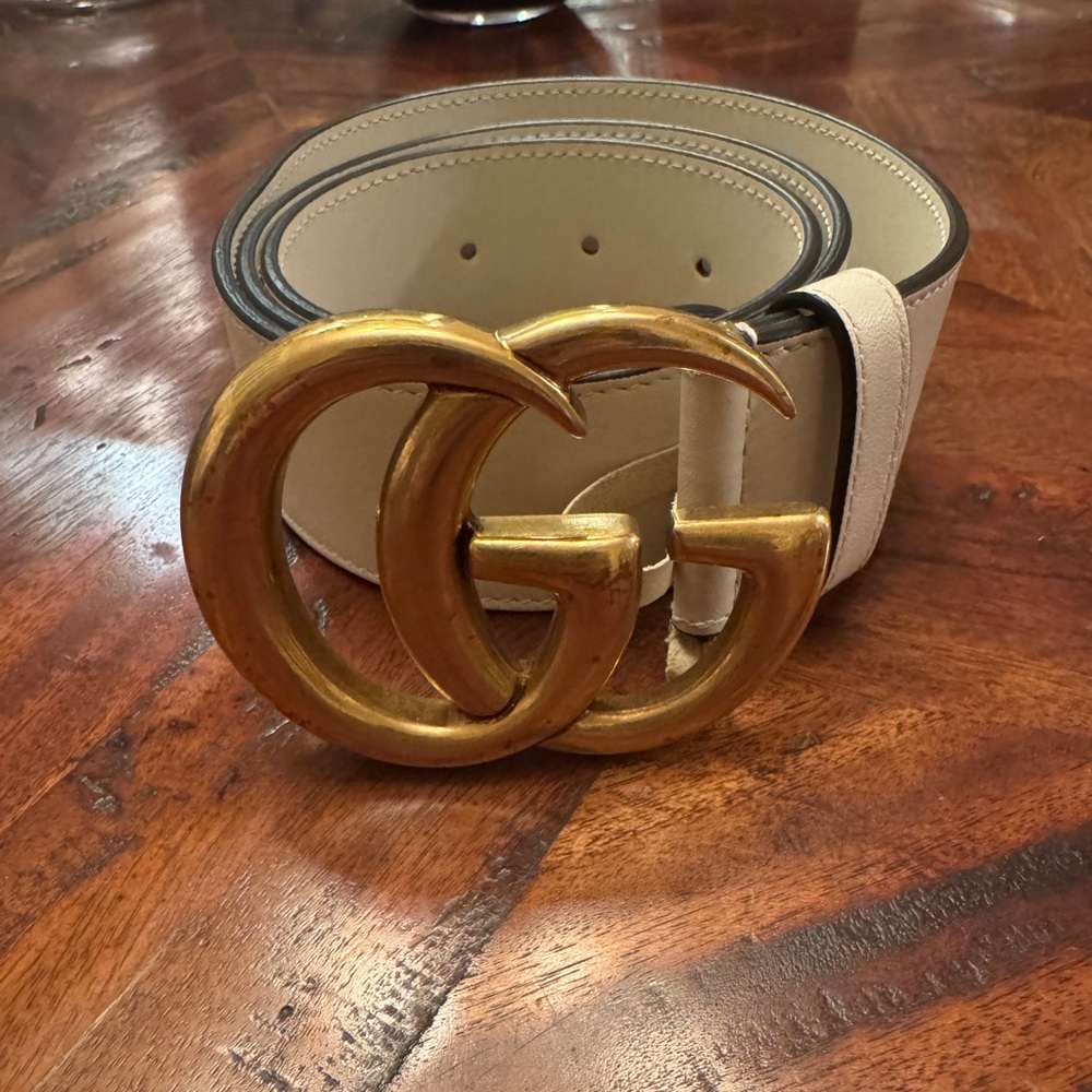 Gucci Marmont Wide Belt White 80.32